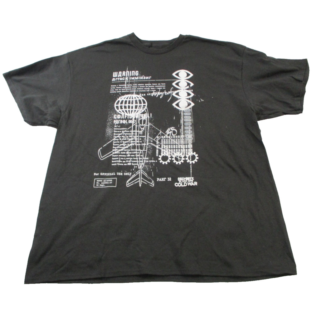 Call of Duty Black Ops Cold War Warning Spy Graphic Tee Black Mens 2XL 1535-36